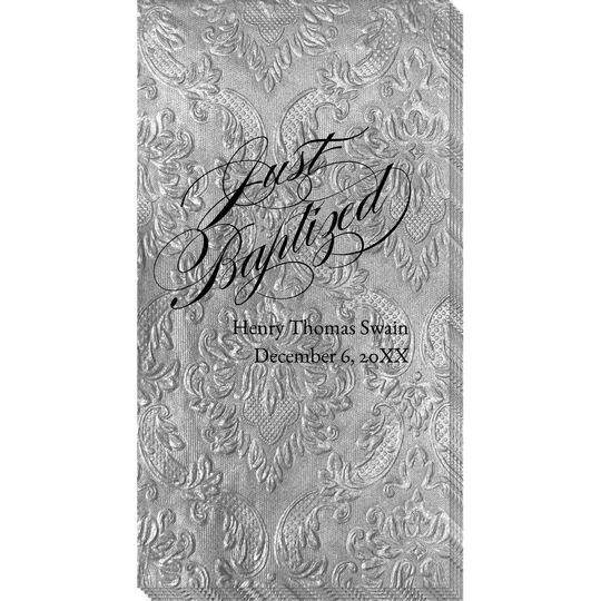 Romantic Just Baptized Carte Embossed Guest Towels